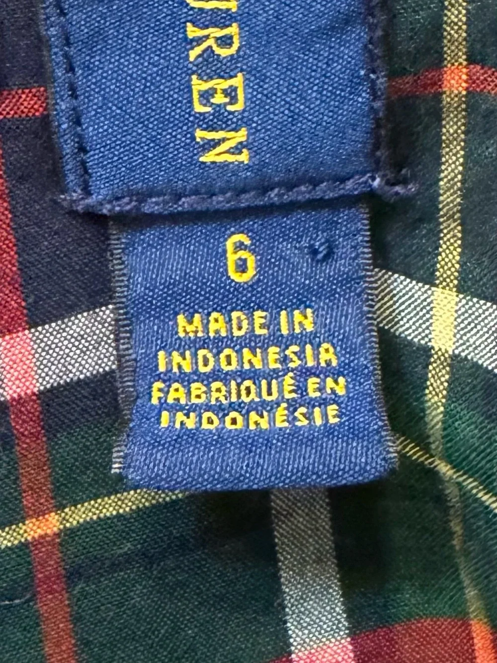 Ralph Lauren Natural Stretch Boys' Christmas Plaid Button-Down Shirt Size 6